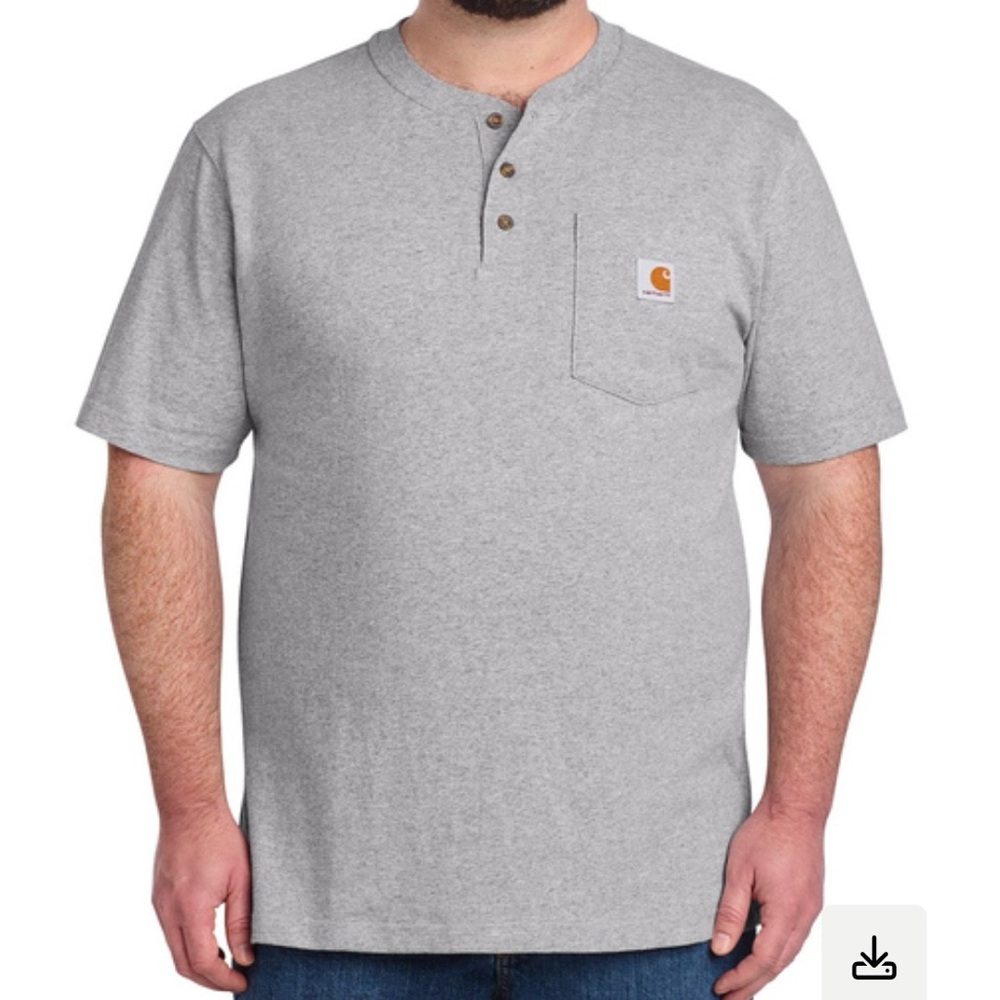 Carhartt Loose Fit Heavyweight Short Sleeve Pocket Henley Men's 4XL Heather Gray